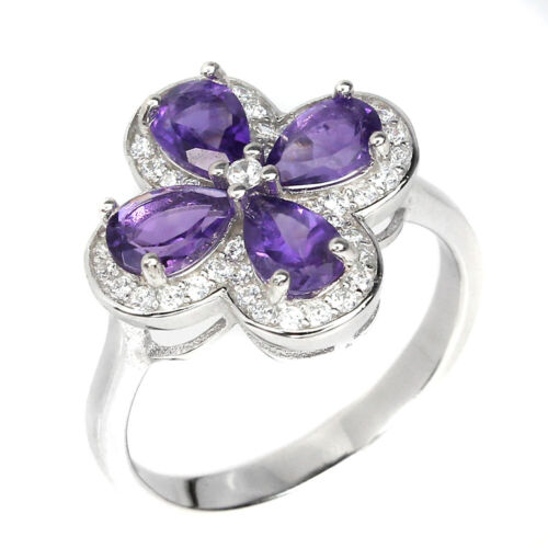 Anillo De Plata 925 Con Amatista Púrpura Simulada De 6x4mm Talla 8 - Imagen 2 de 10