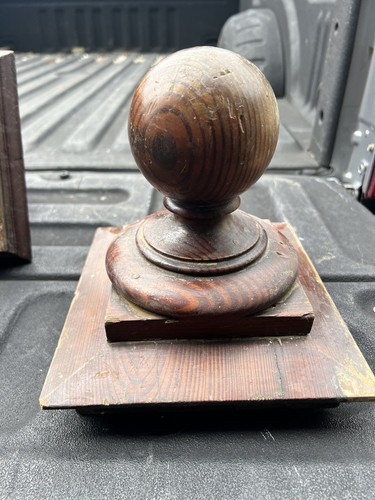 c1890 Vintage Classic Newel Post Endkappe Herz Kiefer 8,5"" h x 8,5"" & 7"" sq - Bild 15 von 18