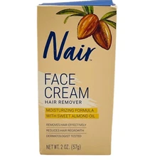 2x Nair Hair Remover Moisturizing Face Cream, with Sweet Almond Oil, 2OZ
