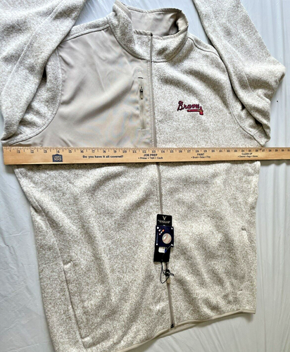 NBL Atlanta Braves Antigua Para hombres XL Cremallera Completa Jaspeado Suéter Chaqueta Ceja Ligera - Imagen 7 de 10