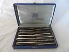 VICTOR SAGLIER & FRERES 12 COUTEAUX DE TABLE OU A ENTREMETS DANS COFFRET .