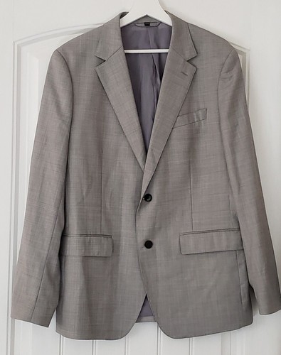 BONOBOS Marzotto Italian Light Gray Men's 42R Wool Blazer Suit Jacket Slim Fit - Picture 18 of 19