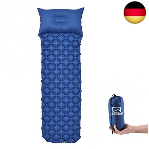 Isomatte Camping aufblasbare Luftmatte mit Kissen 190x59x6 cm Farbe dunkel blau, Isomatte Camping aufblasbare Luftmatte mit Kissen 190x59x6 cm Farbe dunkel blau,