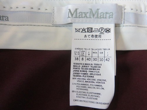 Max Mara Burgundy Dress Pants Straight Leg Zip/Hook Front Closure Pockets SZ 8 - Picture 5 of 5