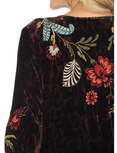 Johnny Was Isabella Velvet Tiered Dress Xl Embroidered Midi Nwt 🐅🐆 $445 - Foto 7 di 10