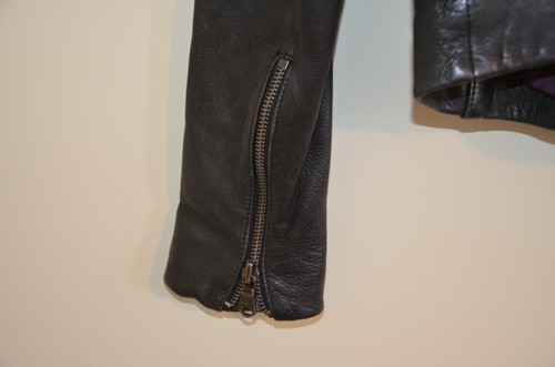 GAP 100% GENUINE LEATHER Black Moto Motorcycle Quilted Biker Jacket XS X-Small - Picture 8 of 12