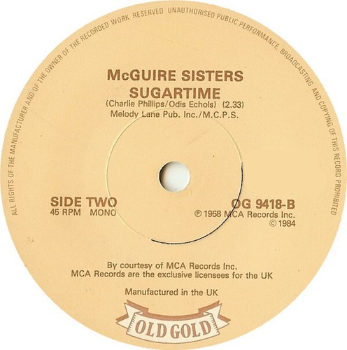 McGuire Sisters - May You Always / Sugartime (7", Mono) - Picture 2 of 2