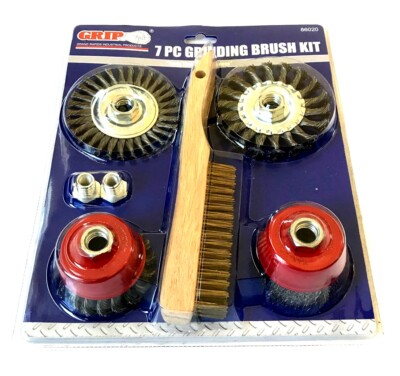 7pc GRIP 4-1/2'' ANGLE GRINDER KNOTTED WIRE WHEEL CUP BRUSH KIT 5/8-11 M10 86020