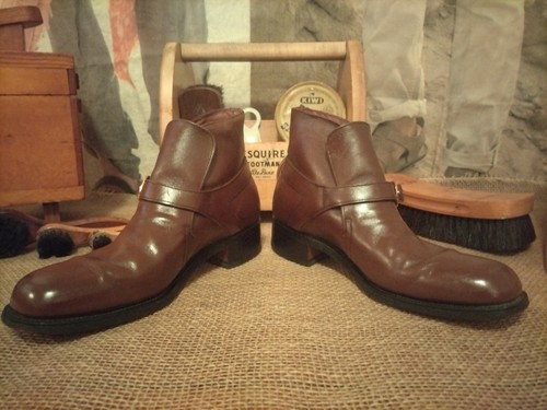 VTG Sears Leather Boots Mens 7.5D Monk Buckled Hipster fashion collectable Rare - Picture 3 of 12