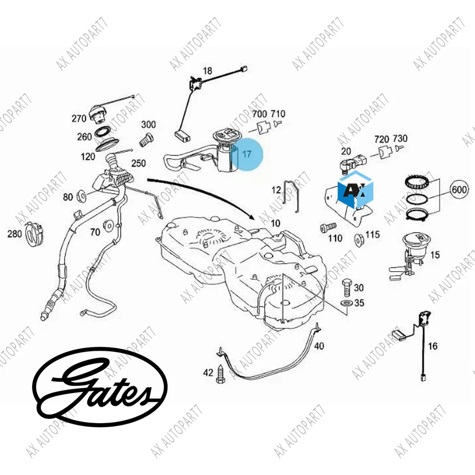 Bomba de combustible GATES A1664701794 para Mercedes-Benz GLE GL Clase ML 2012-2019 Foto 4 de 4