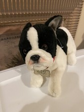 NEW FAO Schwarz 12" Plush Puppy Dog Boston Terrier French bulldog New