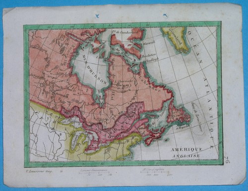 1846 RARE ORIGINAL MAP CANADA GREENLAND ONTARIO QUEBEC NOUVELLE GALLE MAINE USA - Picture 2 of 3