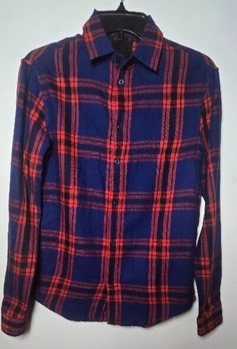 Camicia uomo H&M blu e rossa a quadri manica lunga con bottoni 100% cotone XS - Foto 11 di 11