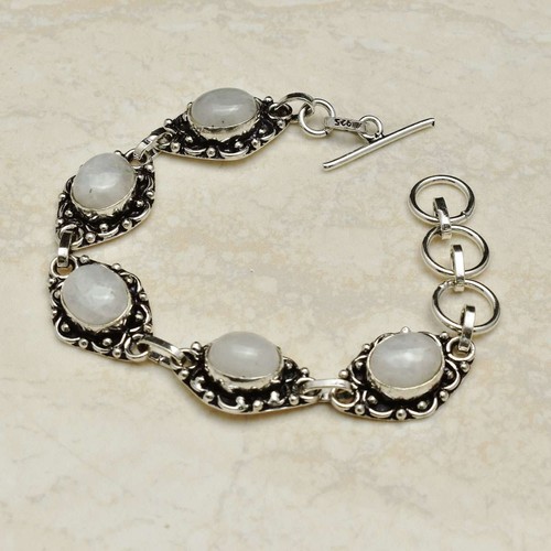 Rainbow Moonstone Gemstone Ethnic Handmade Bracelet Jewelry 18 Gms AB 47694