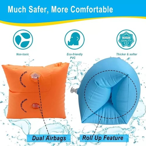2-4 Pack Arm Floaties for Kids and Adults - Pool Floats Arm Bands Inflatable Swi - Picture 6 of 11