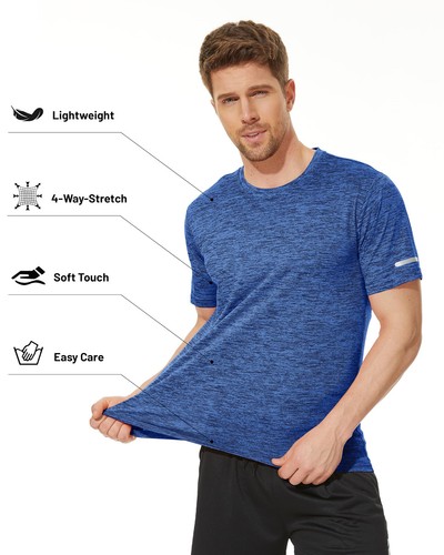 Men's Casual Shirts Short Sleeve Athletic Running Shirt Quick Dry Workout Shirts - Picture 81 of 97