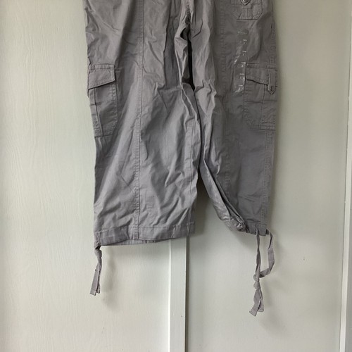 New Sonoma Pants Womens Size 2 Capri Mid Rise Straight Cargo Gray Button Ankles - Picture 13 of 21