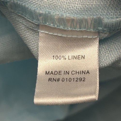 Lulu B Womens Top Size Medium M Blue 100% Linen Preshrunk 3/4 Sleeve Tie Cuffs - Picture 4 of 7