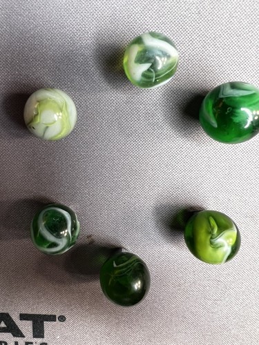 Vintage Green And White And More Swirl Marble Lot Of 6 All Different M10 - Picture 1 of 8