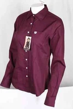 Cinch Women's Western Button Shirt M Long Sleeve Solid Burgundy MSW9164030
