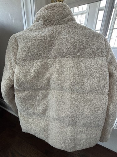 Girl's Abercrombie Kids Sherpa Puffer Coat in Cream Size 11/12 EUC Barely Worn - Picture 2 of 7