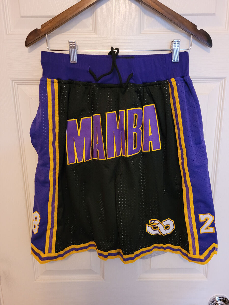 Kobe Bryant Los Angeles Lakers Shorts Mens Large Black Purple Mamba Just Don