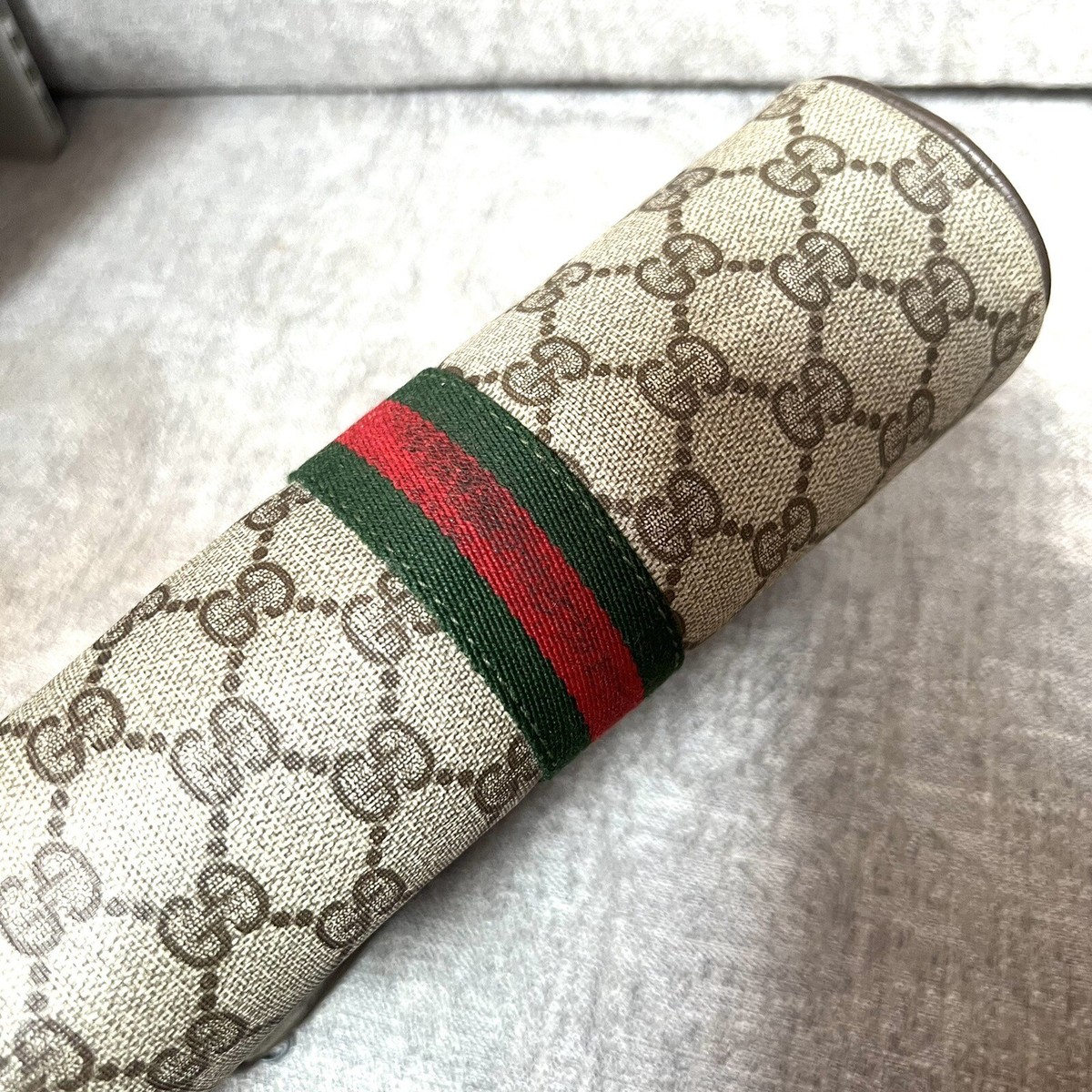 ✨Vintage✨ GUCCI GG Canvas Web Sherry Line Clutch Bag RED ✨Vintage✨ GUCCI GG Canvas Web Sherry Line Clutch Bag RED