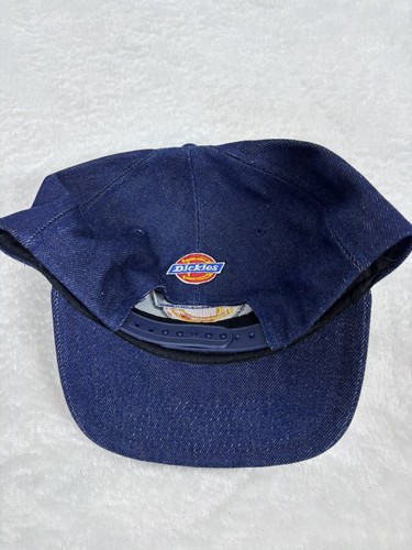 Dickies Spell Out Big Logo Denim Snapback Hat Cap Blue Vintage 90’s Embroidered - Picture 3 of 6