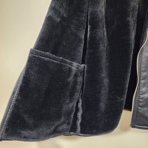 Marc New York - Andrew Marc black vegan leather faux fur lined jacket men's sz M - Picture 6 of 12