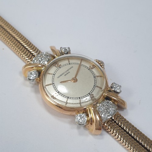 VINTAGE 18K ROSE GOLD VACHERON CONSTANTIN LADY WATCH WITH DIAMONDS CIRCA 1950 - Picture 3 of 12