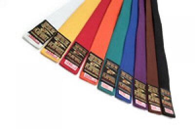 Playwell Striped Coloured Grading Belts 280CM Karate Judo Taekwondo Martial Arts
