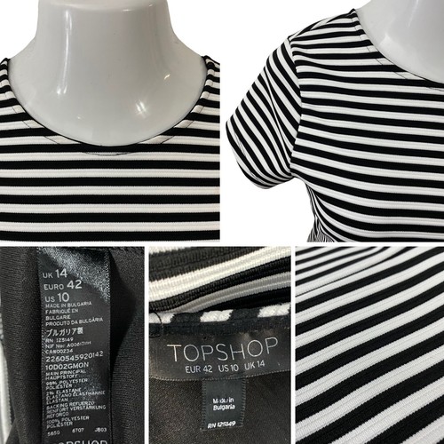 Vestido Topshop Mujer Talla 10 Náutico Rayas Traseras Peek A Boo Costero Trabajo Oficina - Imagen 4 de 16