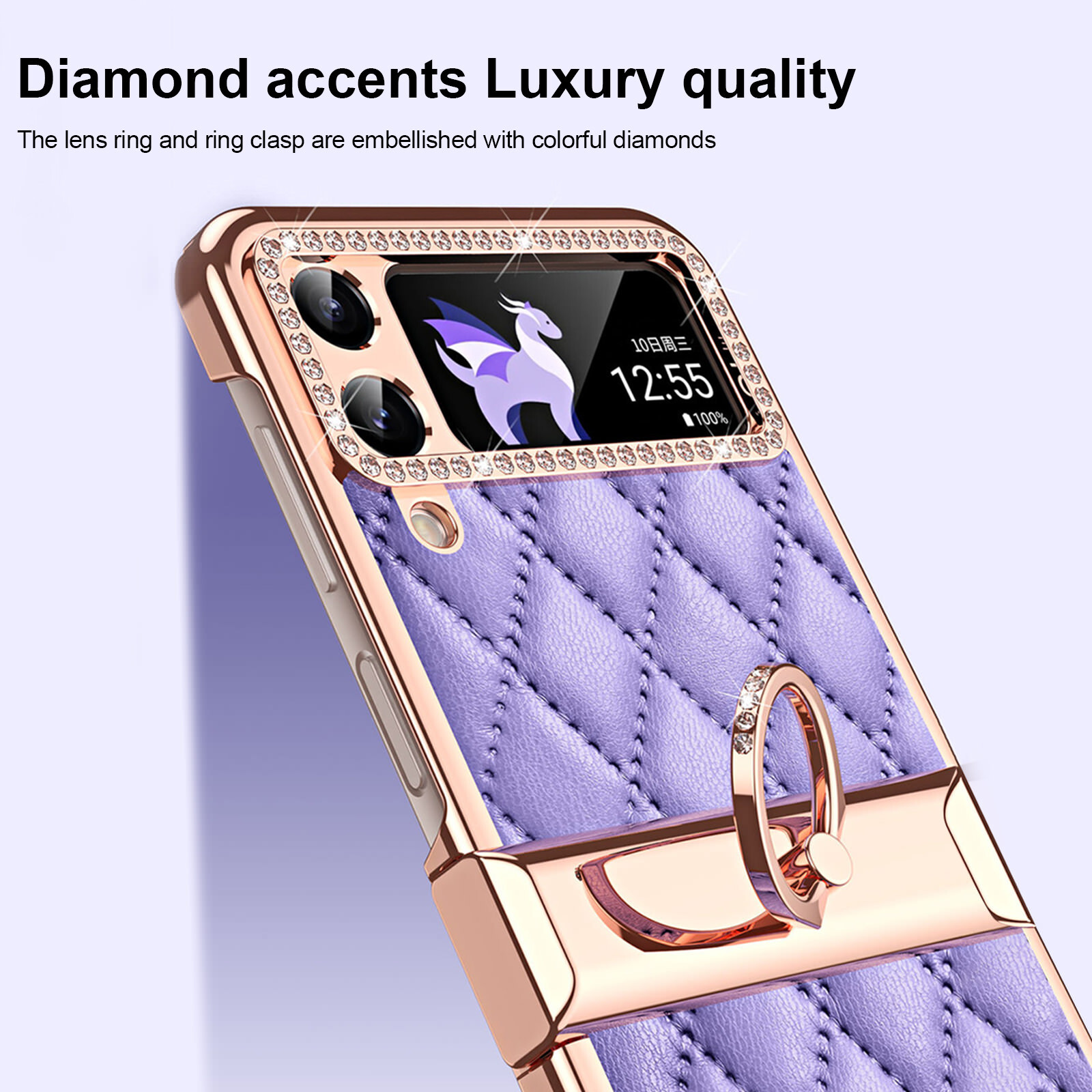 For Samsung Galaxy Z Flip 5 4 Ring Case Shockproof Diamond Luxury