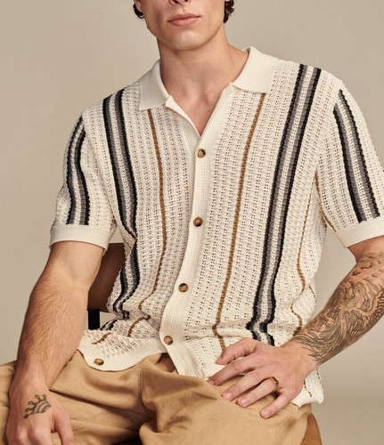 Camisa de punto informal ajustada de manga corta con botones para hombre Blusa - Imagen 4 de 6