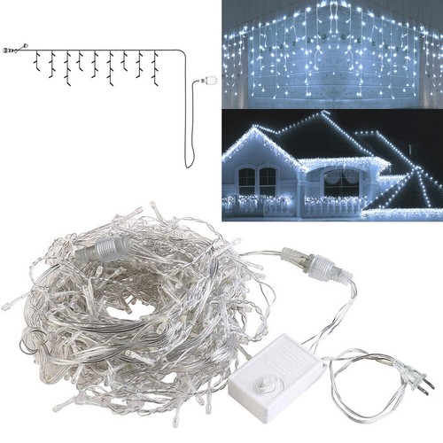 96~960LED Christmas Fairy Icicle Curtain Lights Lamp Xmas Party In/Outdoor White - Picture 13 of 14