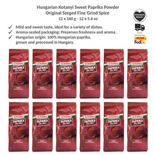 Hungarian Kotanyi Sweet Paprika Powder, Original Szeged Fine Grind Spice 160gx12