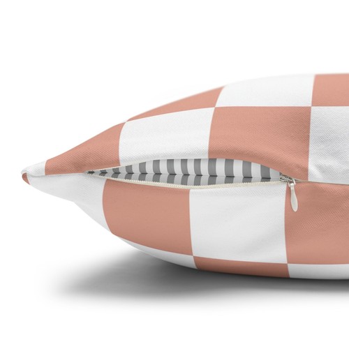 Light Pink White Checkered Spun Polyester Square Pillowcase - Picture 13 of 29