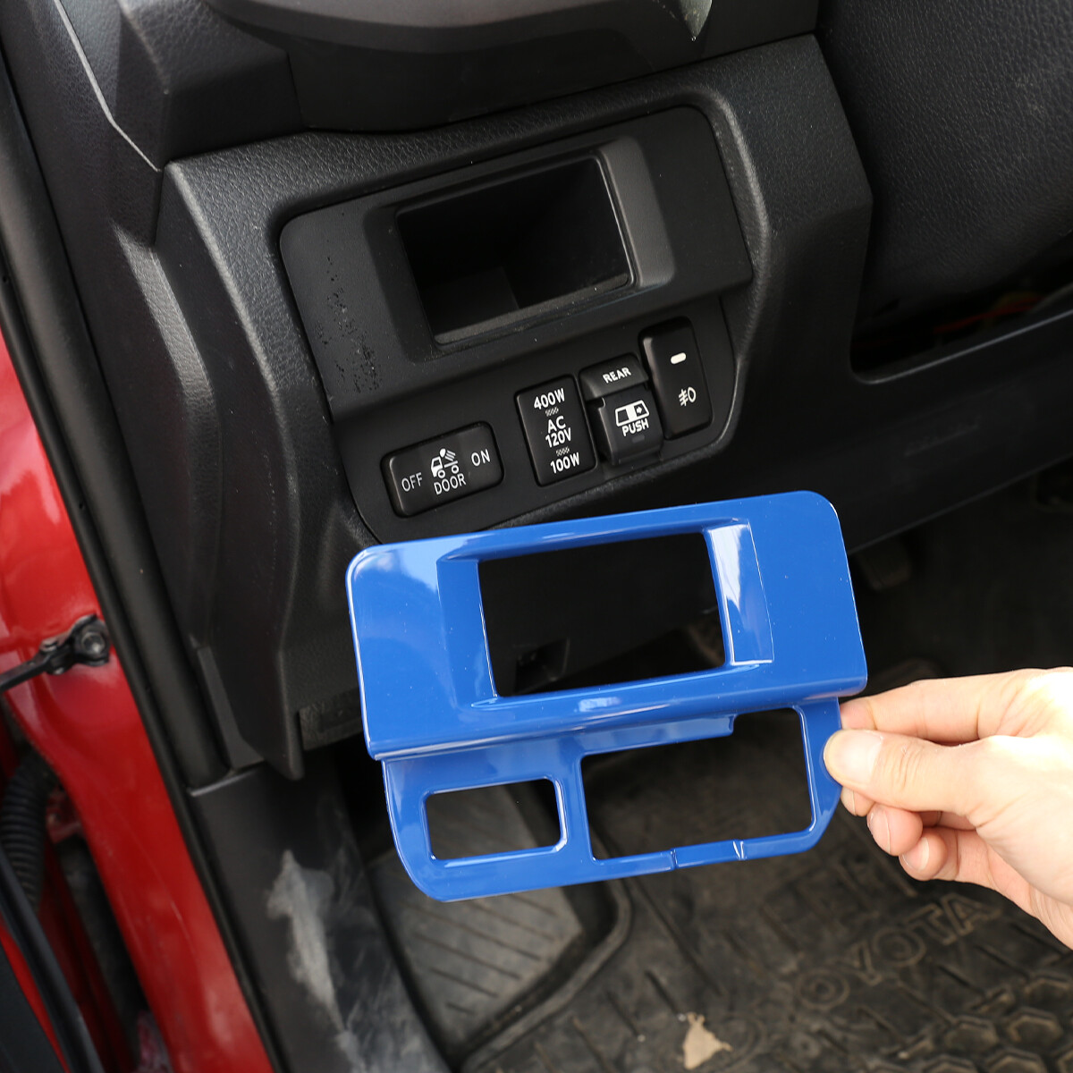 ABS Blue Car Frog Light Switch Frame Trim Decor Cover For Toyota Tacoma 16-2022