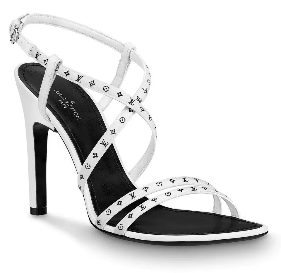 Louis Vuitton Women's 39 White Monogram Citizen Strappy Sandal Heels  s27lv97