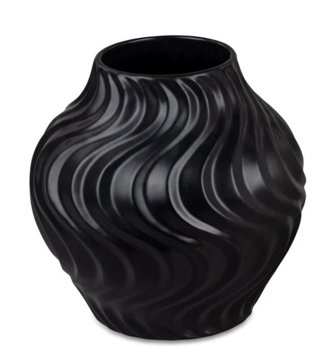 formano Vase 20x20cm aus Keramik schwarz matt modernes Muster 7 79 38 0 A