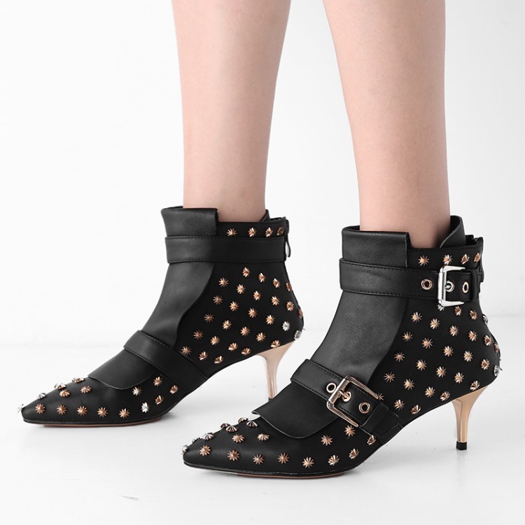 Lady Remache Punk Puntera Puntiaguda Hebilla con Tiras Tacón Gatito Punk Cremallera en la espalda botas al tobillo Lady Remache Punk Puntera Puntiaguda Hebilla con Tiras Tacón Gatito la Punk Cremallera en la Gatito espalda botas al tobillo 25f0fa