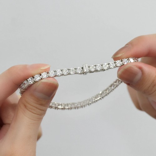 14K White Gold Plated  3.0Ct  Lab Created 3mm Diamond 7 " Tennis Bracelet - Picture 1 of 9