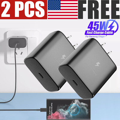 2PC 45W USB-C Super Fast Wall Charger Android Phone Charger For Samsung S22+ S21