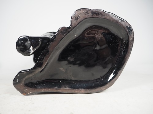 Antique Pair of Staffordshire Jackfield Black Glazed Spaniel Wally Dogs Open Leg - Picture 12 of 12