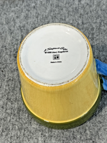 Mary Engelbreit floral FLOWERPOT MUG ceramic yellow green blue Teleflora 1999 - Picture 4 of 7