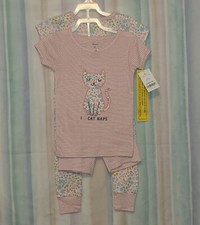 Carter's Girls 4pc 2pr Short-Sleeve Shorts Set  Short-Sleeve Long Pants Set