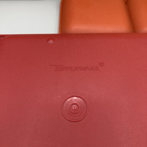 4 Tupperware Divided Food Lunch Snack Trays 1535 Yellow Red Orange Burnt Orange - Afbeelding 11 van 12