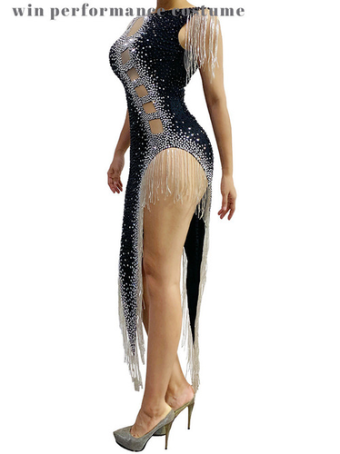 Fringed costume with irregular slits Latin dance hollow-out Jane costume - Picture 10 of 13