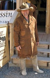 Cow Cuir Occidental Américain Hommes Suède Longue Manteau boy Porter Franges S4vAvq