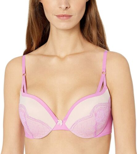 Sujetador Maidenform Lift Wonderbra Satinado Push-Up Púrpura Rosa/Pálido Transparente DM9900 Talla 34C - Imagen 4 de 6